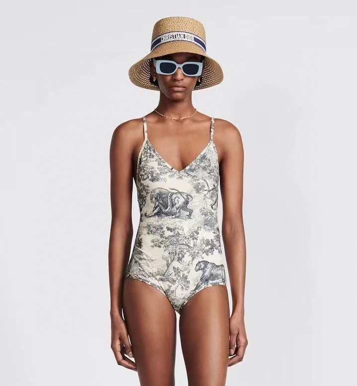 Dior classic jungle print cross back swimsuit Swimwear