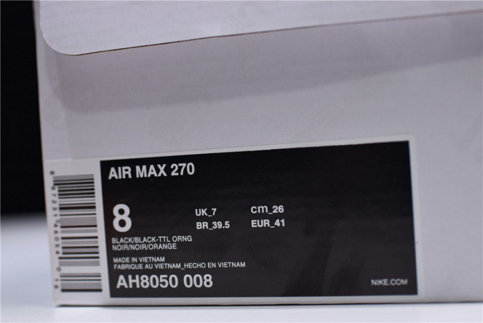 NIKE mens AIR MAX 270 Tonal Orange black AH8050-008