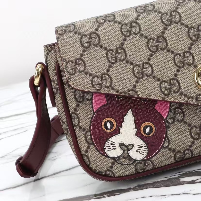 GUCCI GG mini shoulder bag with cat detail
