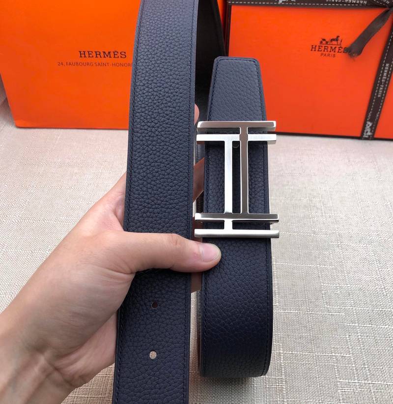 Hermes H Belt Buckle & Reversible Black Belt 380MM