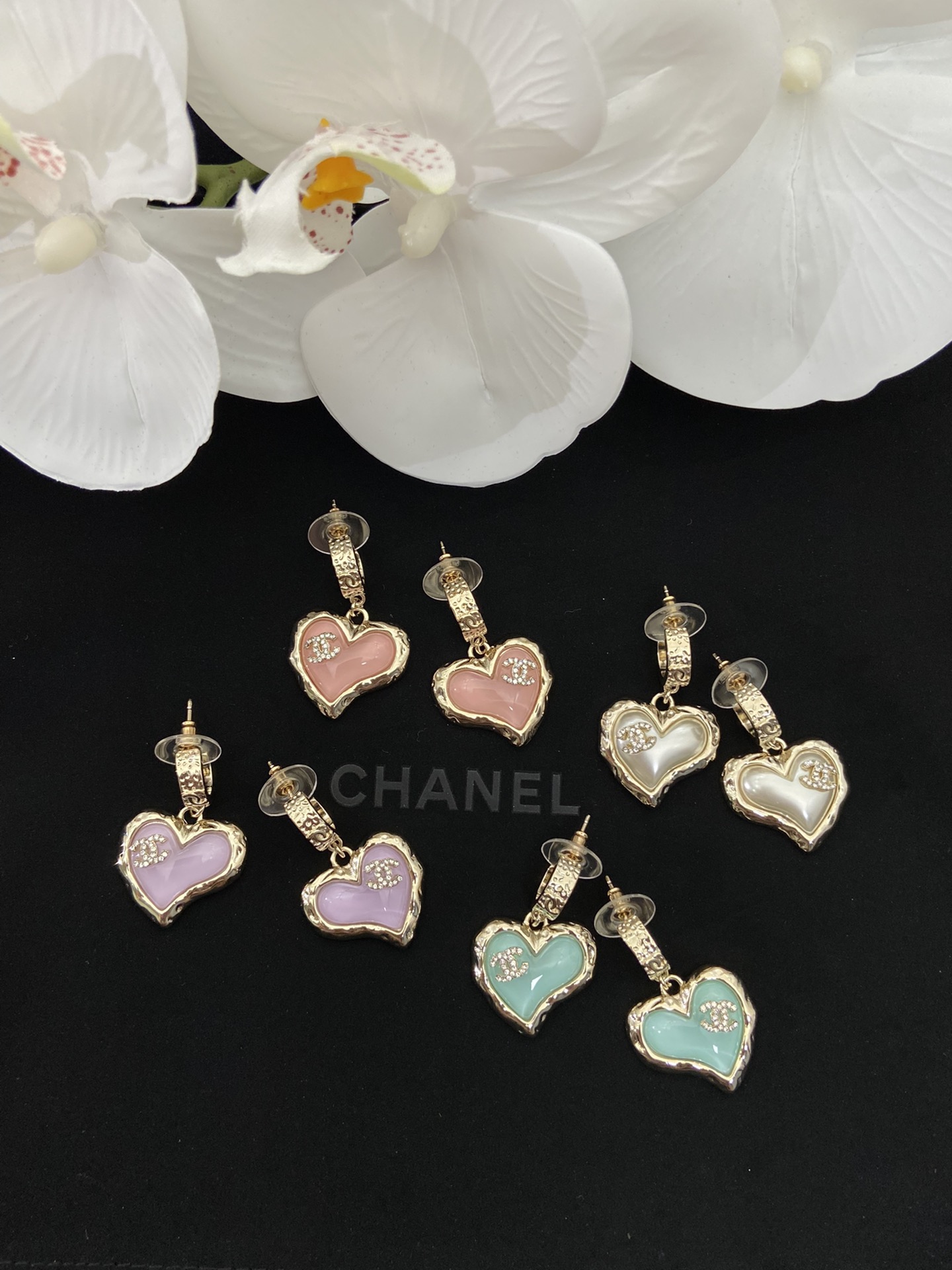 Chanel Heart Glass Earrings