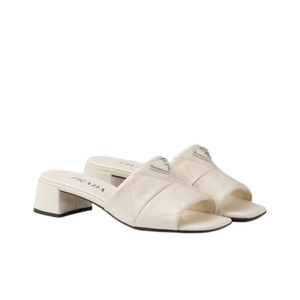 Prada Comfort Goes With Everything 3.5CM Thick Heel Sandals Slide