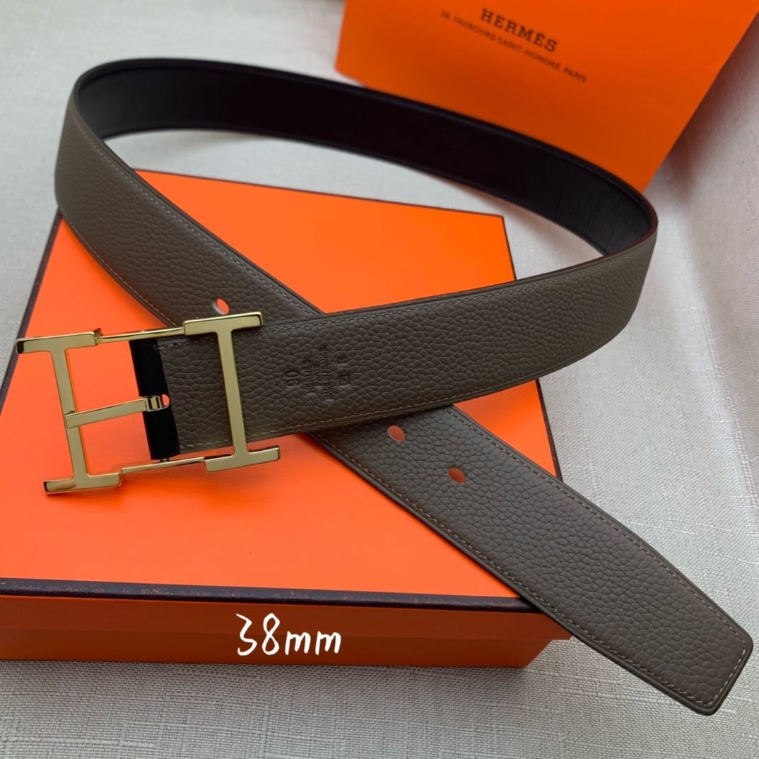 Hermes H Belt Buckle & Reversible Brown Belt 380MM