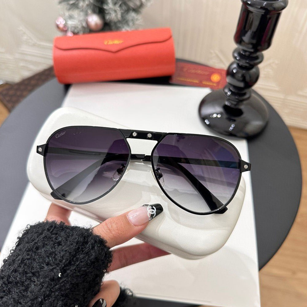 Cartier  Metal irregular Line Sunglasses Top quality