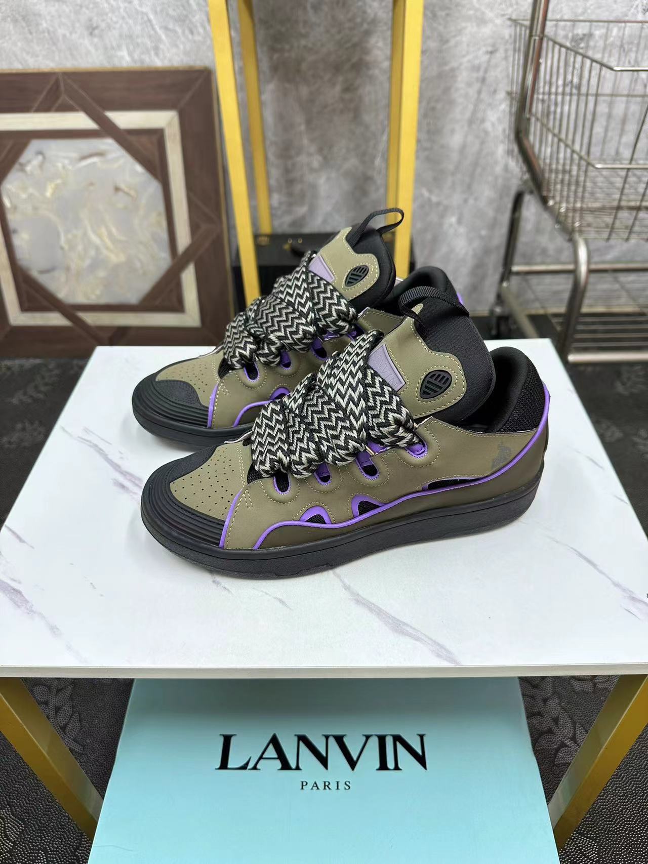 Lanvin LEATHER CURB SNEAKERS