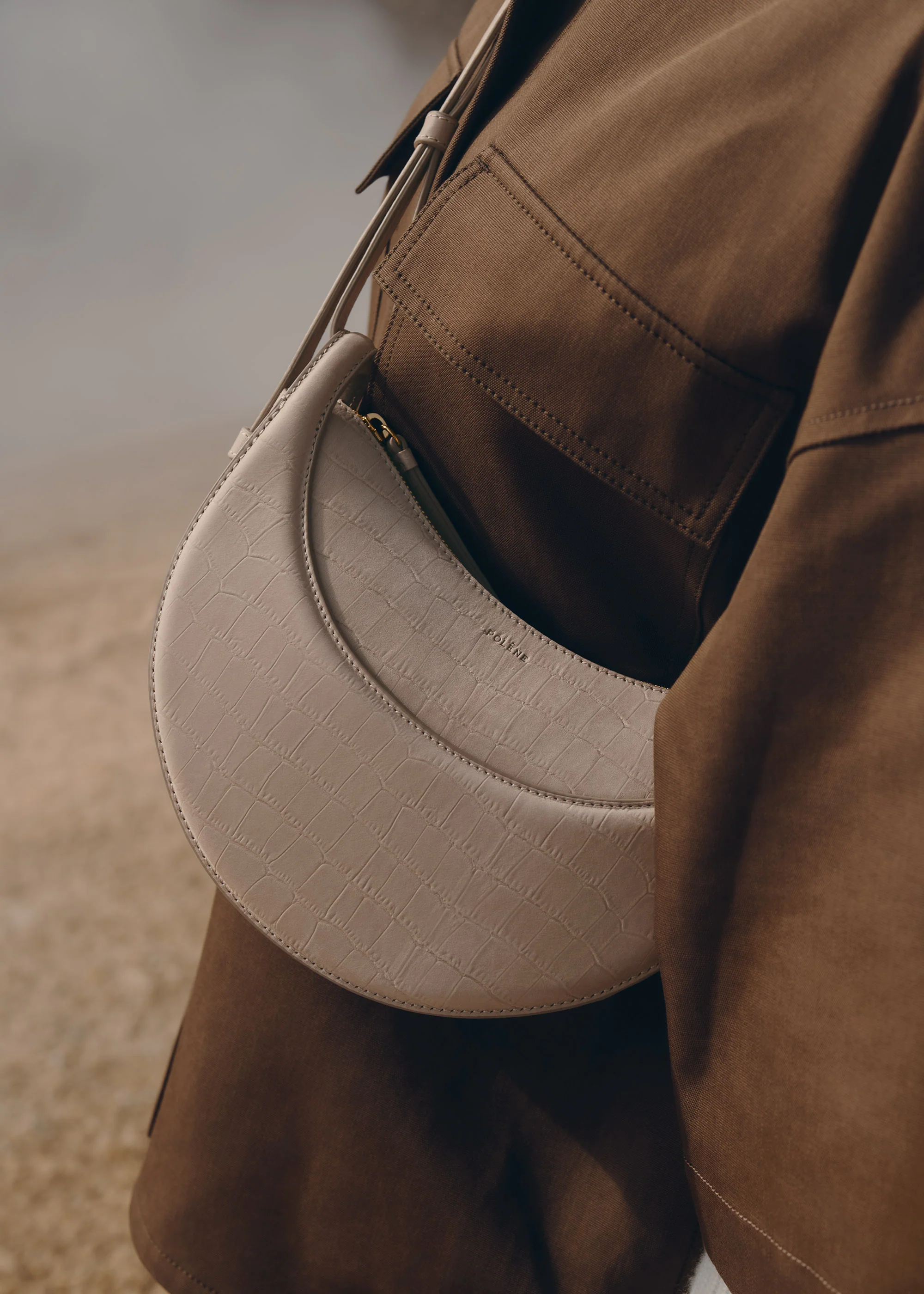 Polène Numéro Dix - Crocodile Nubuck Taupe