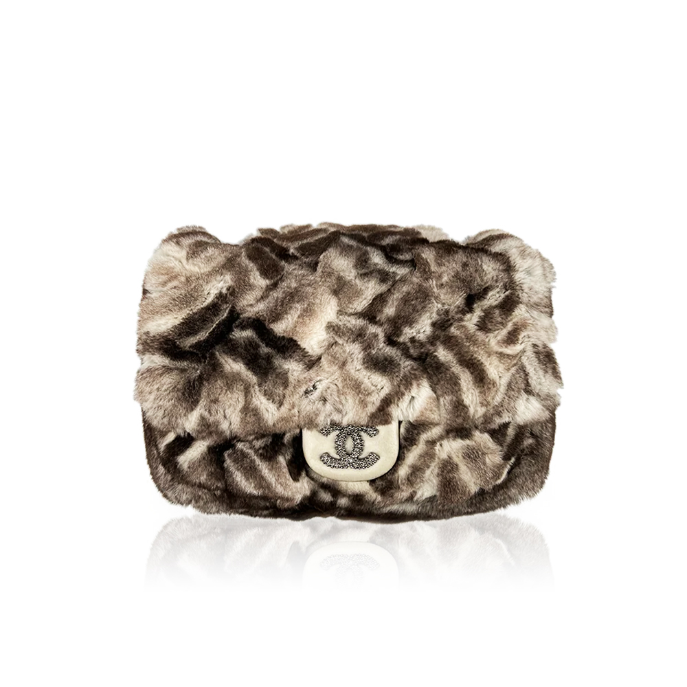 Chanel Medium Chincilla Fur CC Flap Bag SHW