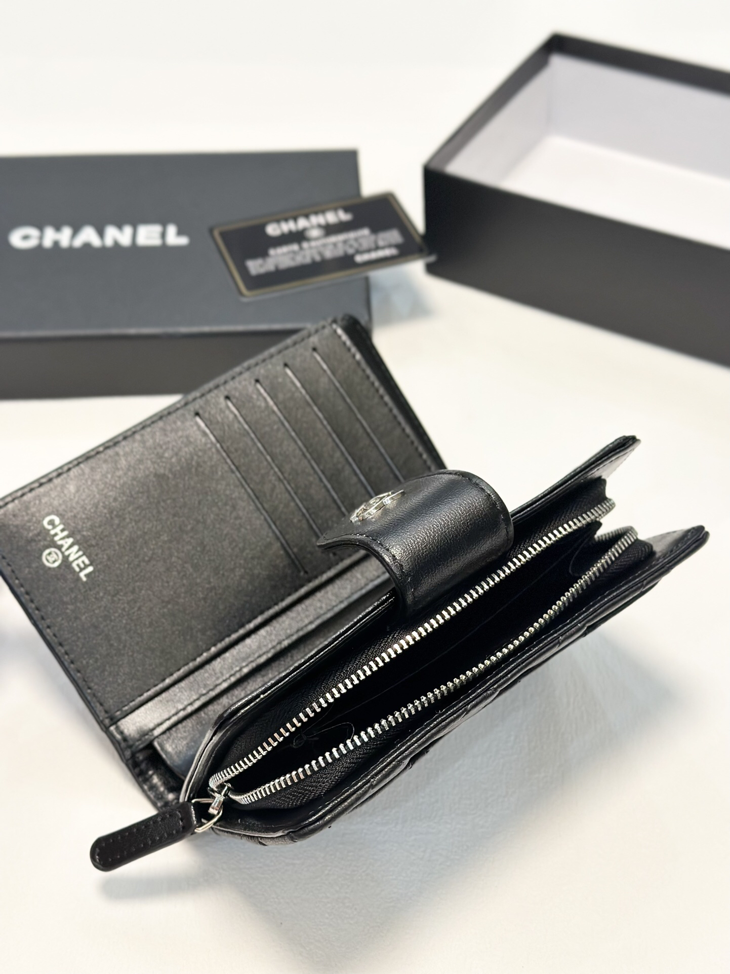 Chanel Lambskin Quilted Coin Purse Card Holder