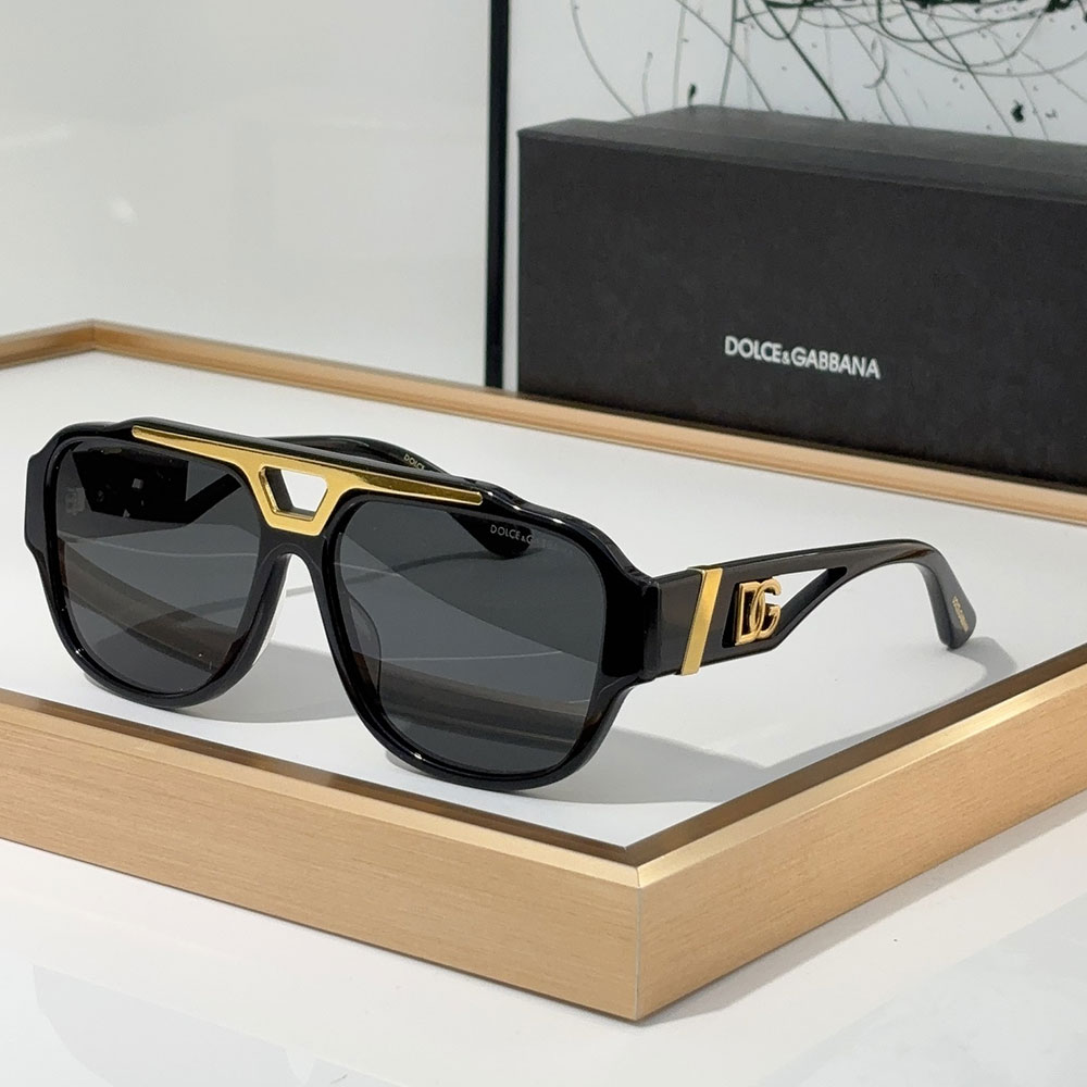 DOLCE & GABBAN DG Mirror Leg Hollowed Out Logo Sunglasses Top quality