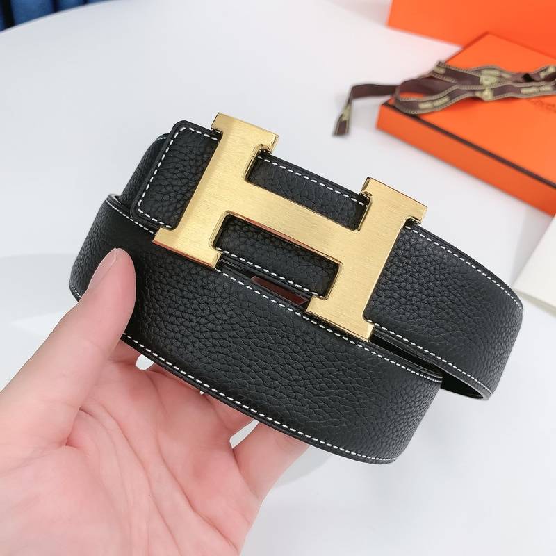 Hermes H Belt Buckle & Reversible Black Belt 380MM