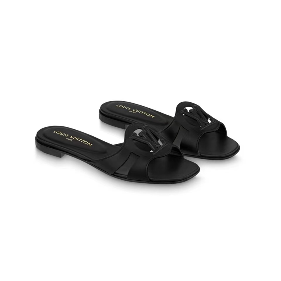 Louis Vuitton LV Lsola Leather Flat Aandals Slide Sandal