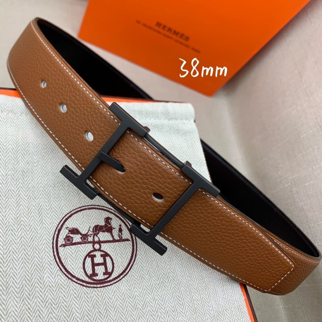 Hermes H Belt Buckle & Reversible Brown Belt 380MM