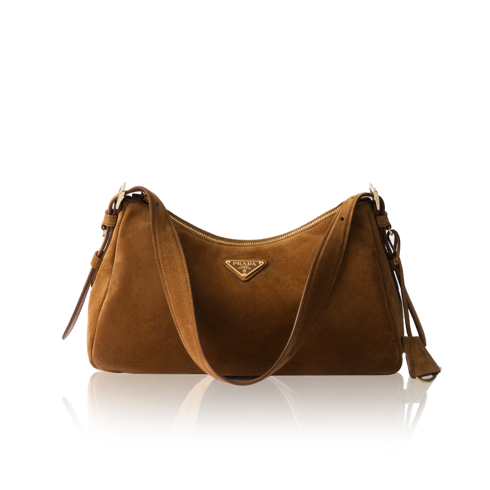 Prada Aimée Medium Suede Shoulder Bag