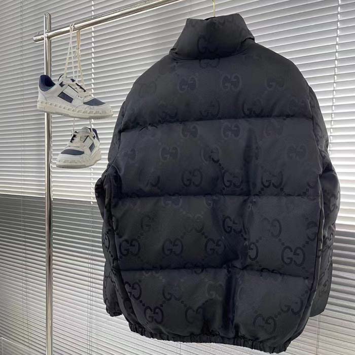 Gucci Men Jumbo GG Canvas Down Jacket Black Jumbo GG Nylon Canvas