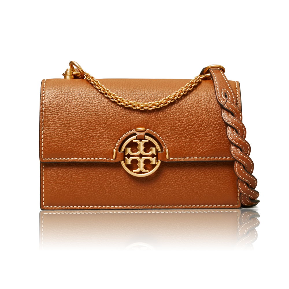 Tory Burch Miller Flap Leather Shoulder Bag with Braided Strap
