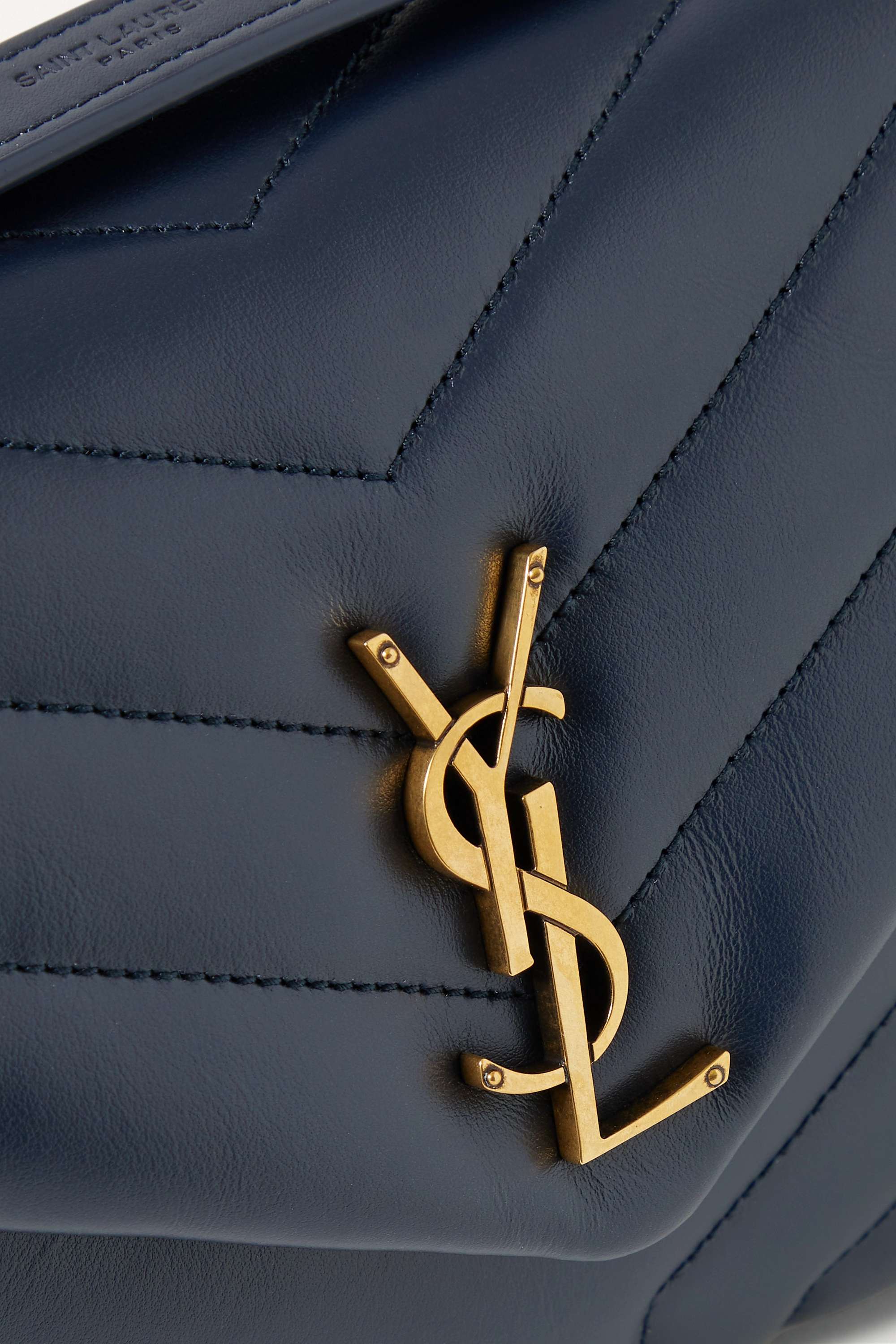 SAINT LAURENT Loulou small quilted leather shoulder bag navy