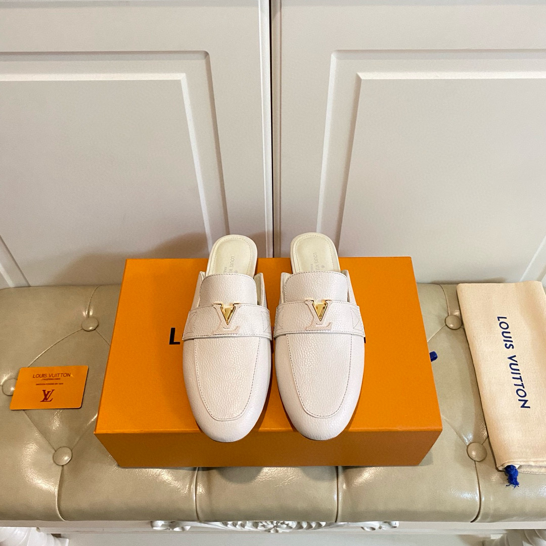 Louis Vuitton LV Leather Half-Pack Slingback Slide Sandals