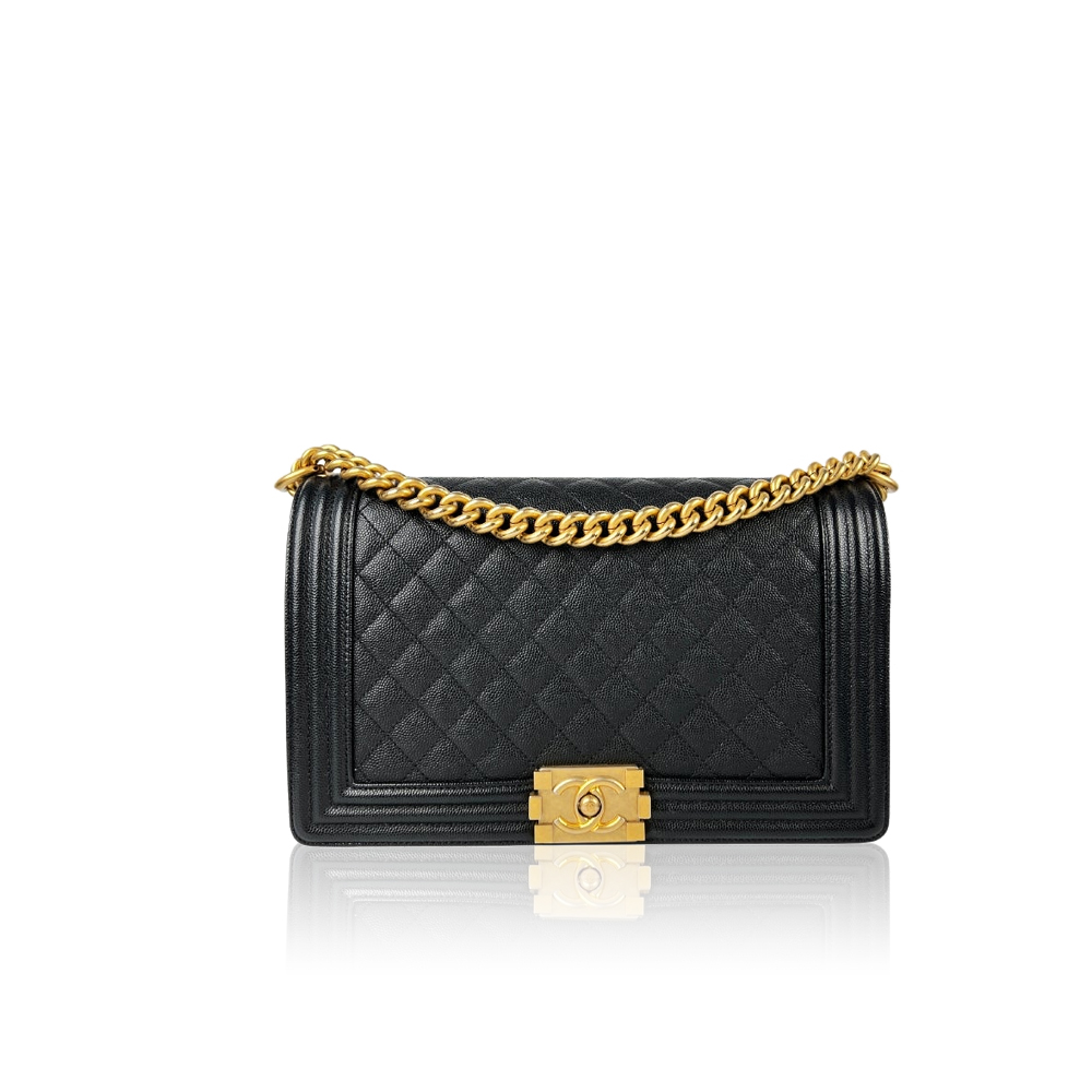 Chanel New Medium Caviar Boy Black GBHW