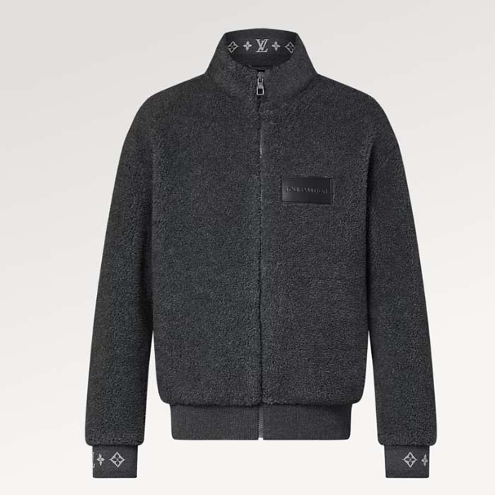 Louis Vuitton Women LV Fleece Blouson Regular Fit Front Zipped Closure Volcanic Ash