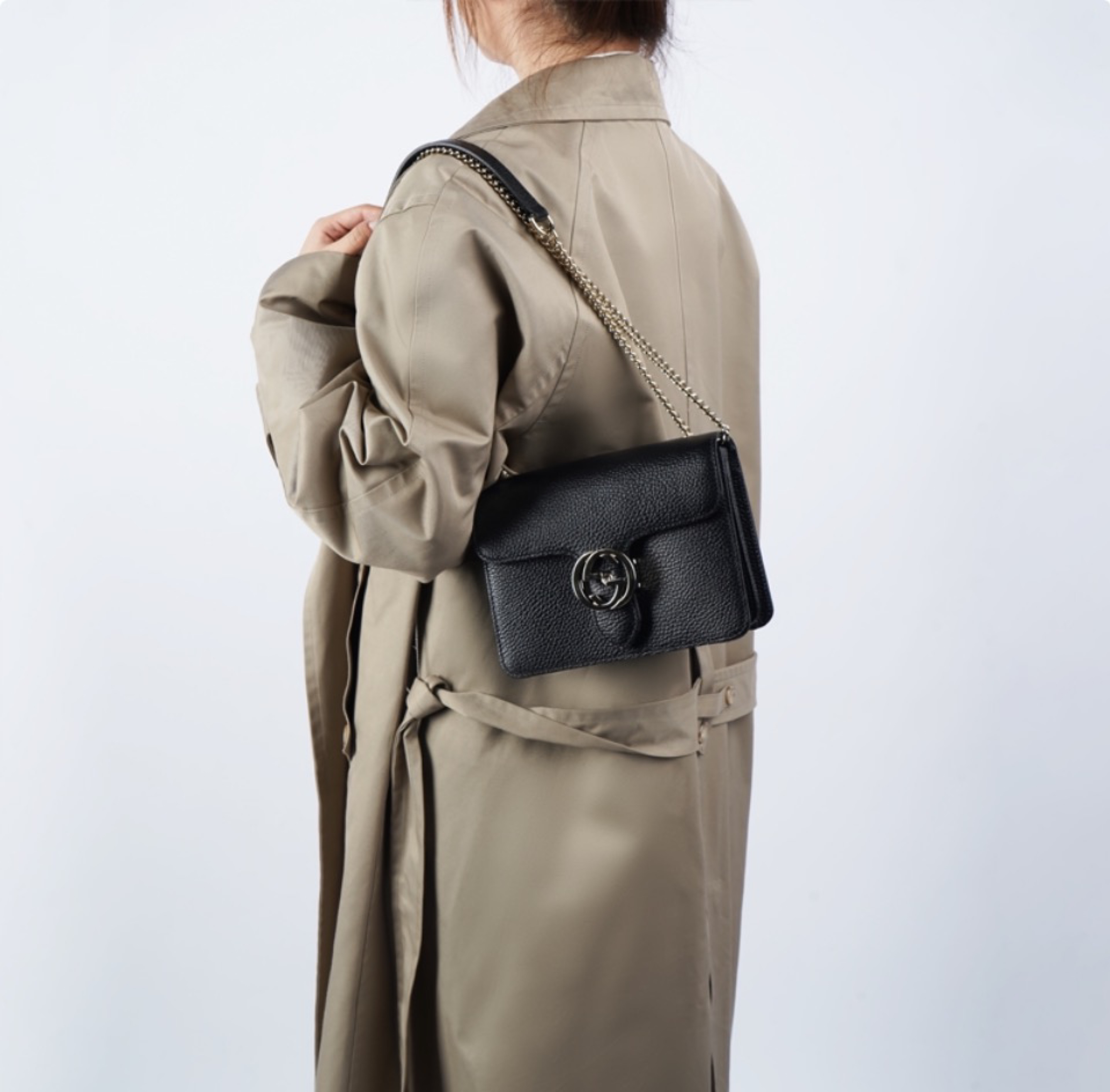 Gucci Litchi Pattern Crossbody Bag