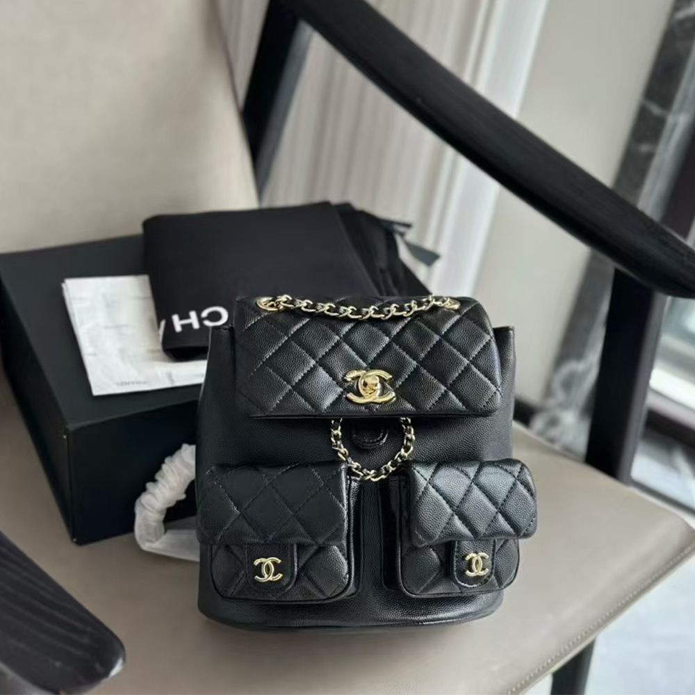 Chanel Caviar Double Pocket Backpack  (Replica)