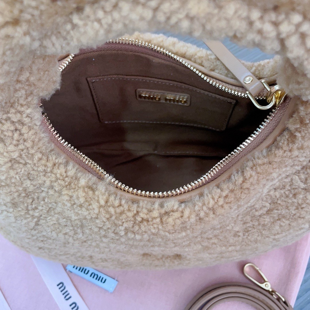 Miumiu Wander Small Shearling Crescent Bag