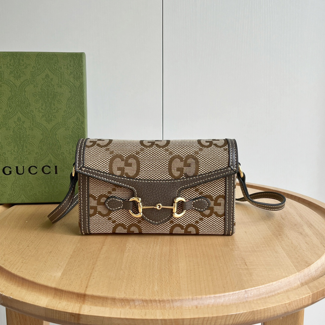Gucci Horsebit 1955 Canva&Leather Shoulder Bag