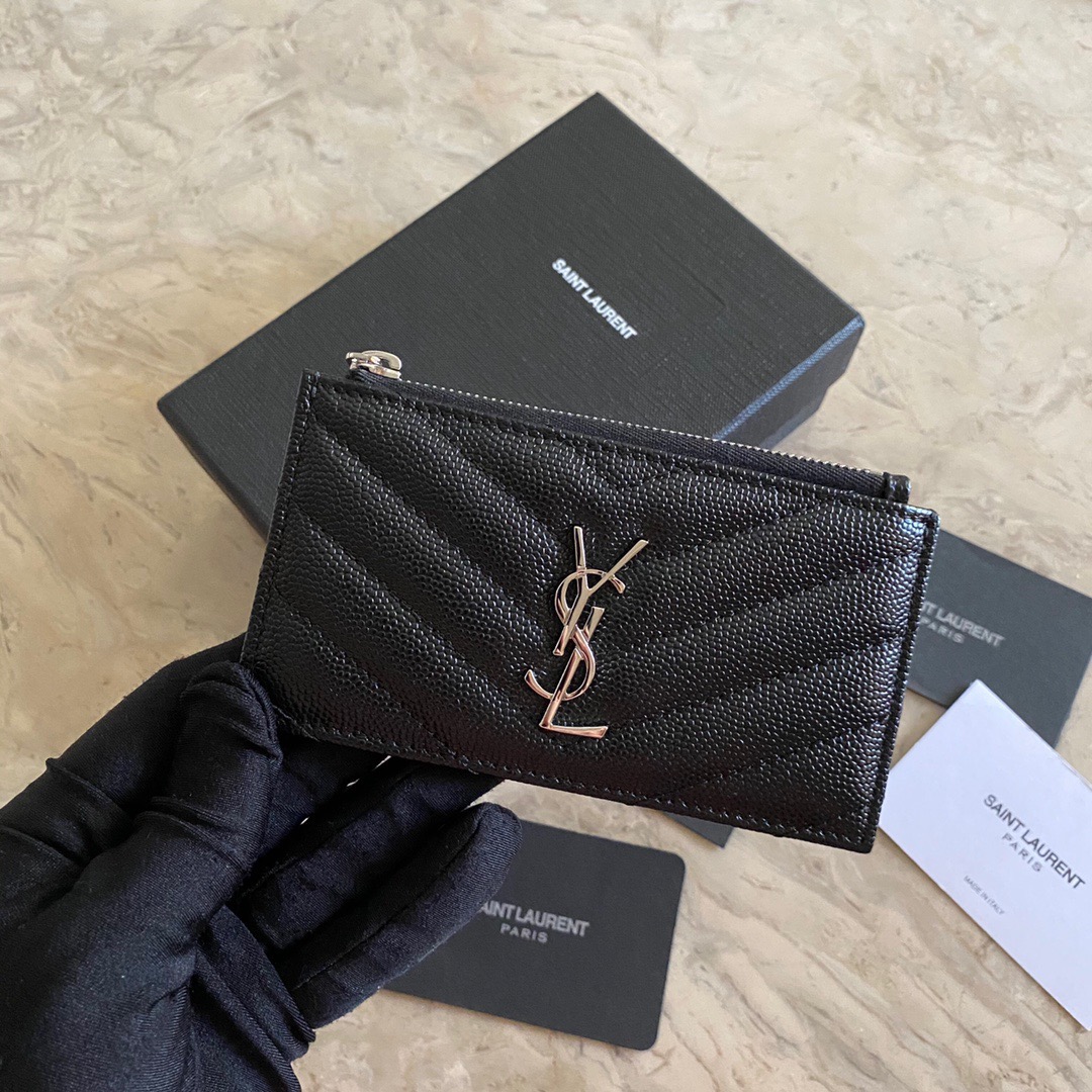 Saint Laurent Caviar Zip Card Holder