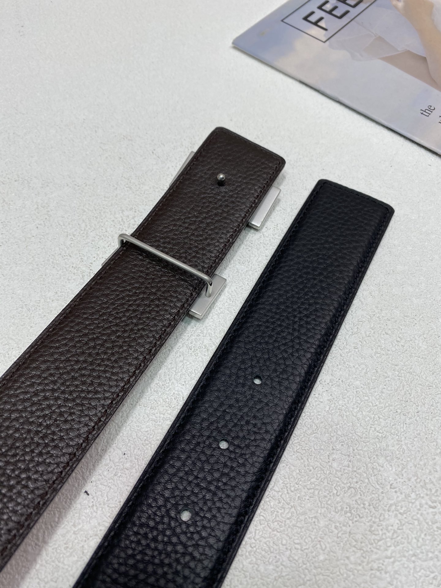 Hermes H Striee Belt Buckle & Reversible Black Belt 380MM