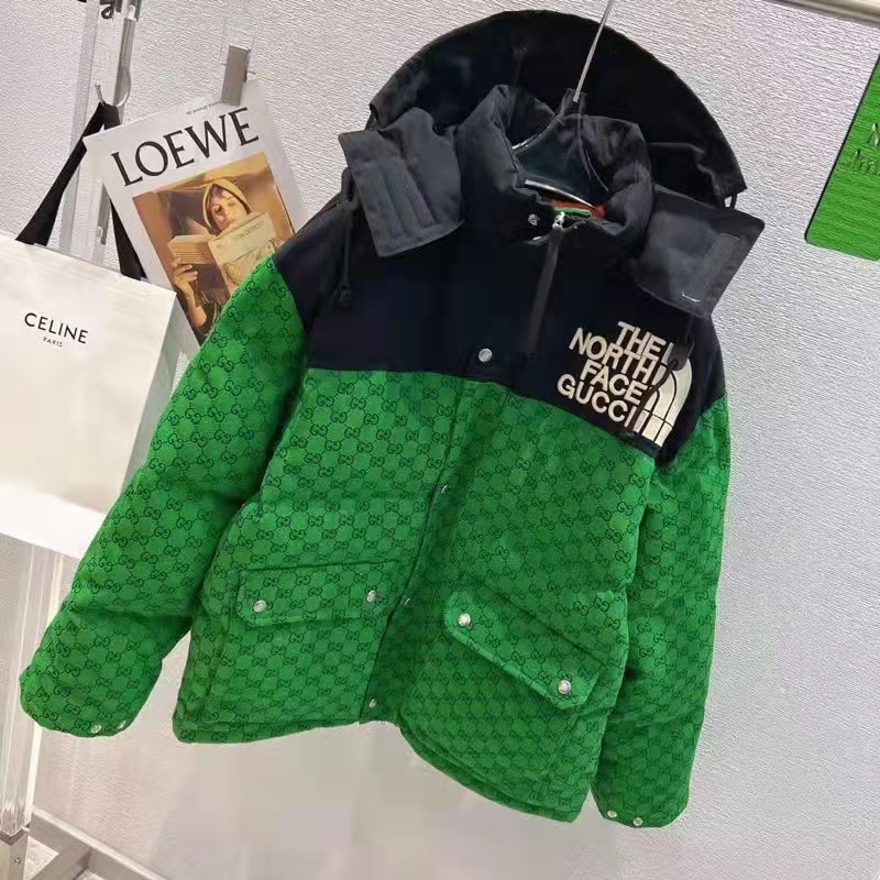 Gucci Men The North Face x Gucci Padded Jacket Green Ebony GG Canvas