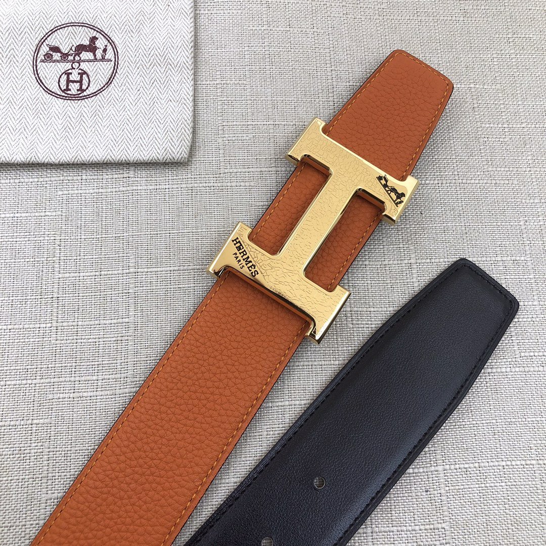 Hermes H Belt Buckle & Reversible Brown Belt 380MM
