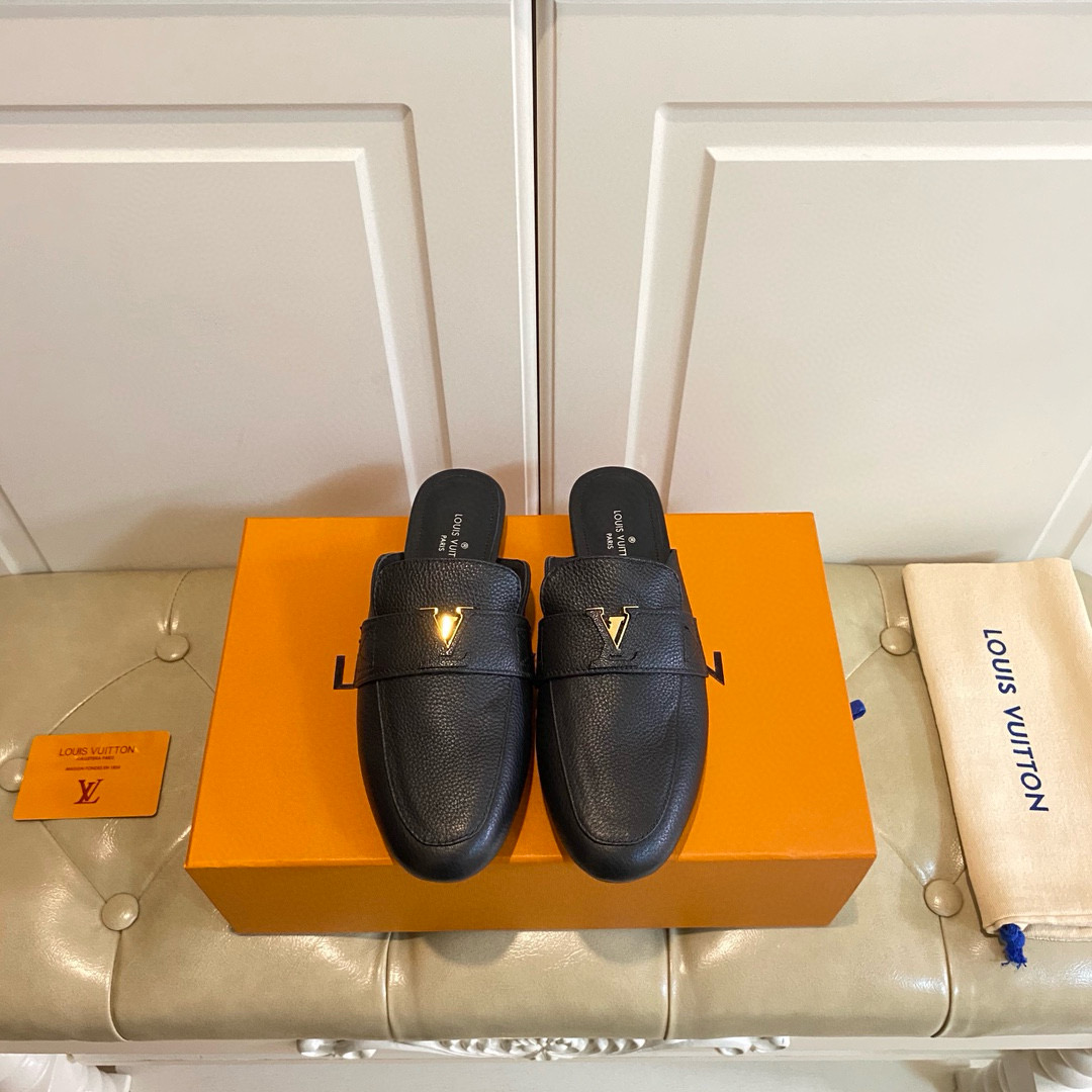 Louis Vuitton LV Leather Half-Pack Slingback Slide Sandals