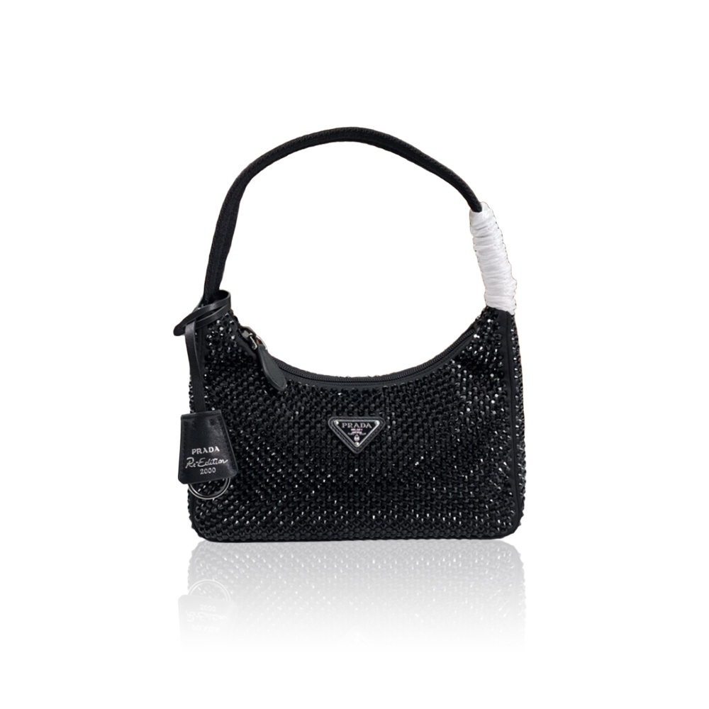Prada black diamond hobo2000 underarm bag