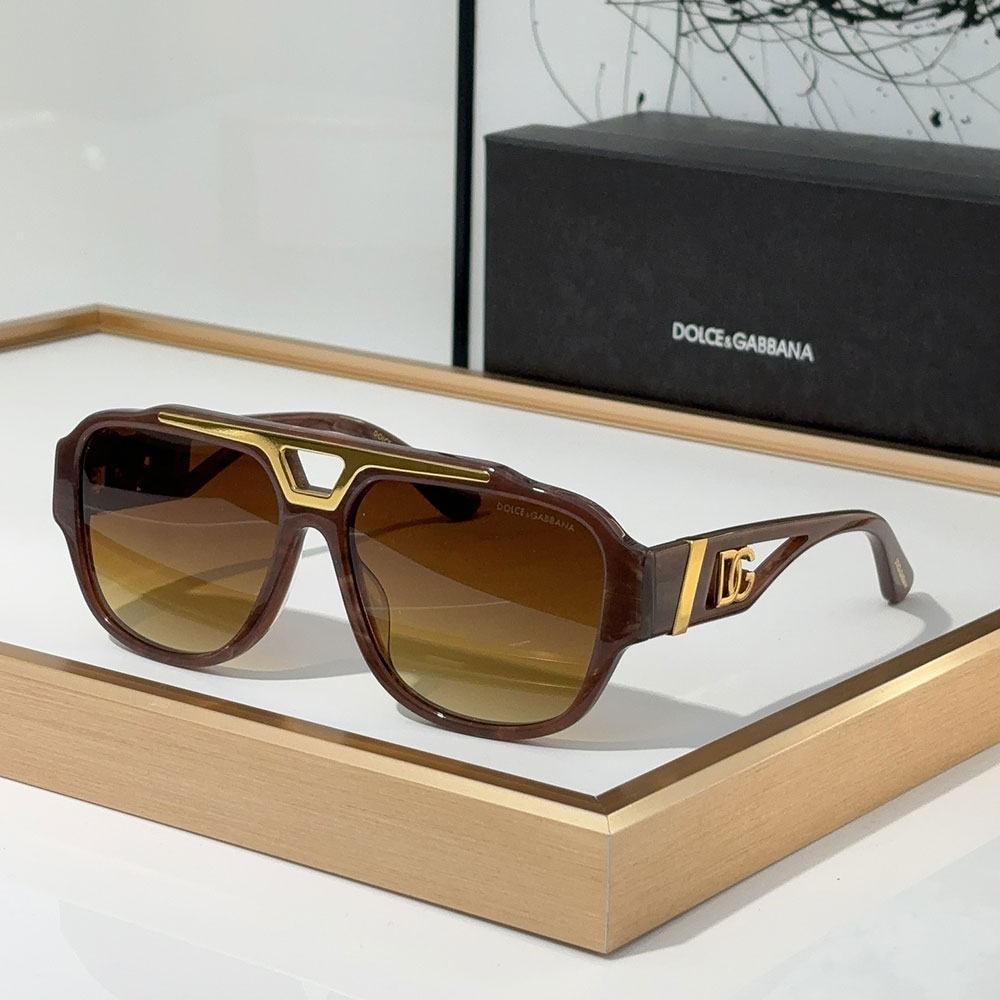 DOLCE & GABBAN DG Mirror Leg Hollowed Out Logo Sunglasses Top quality