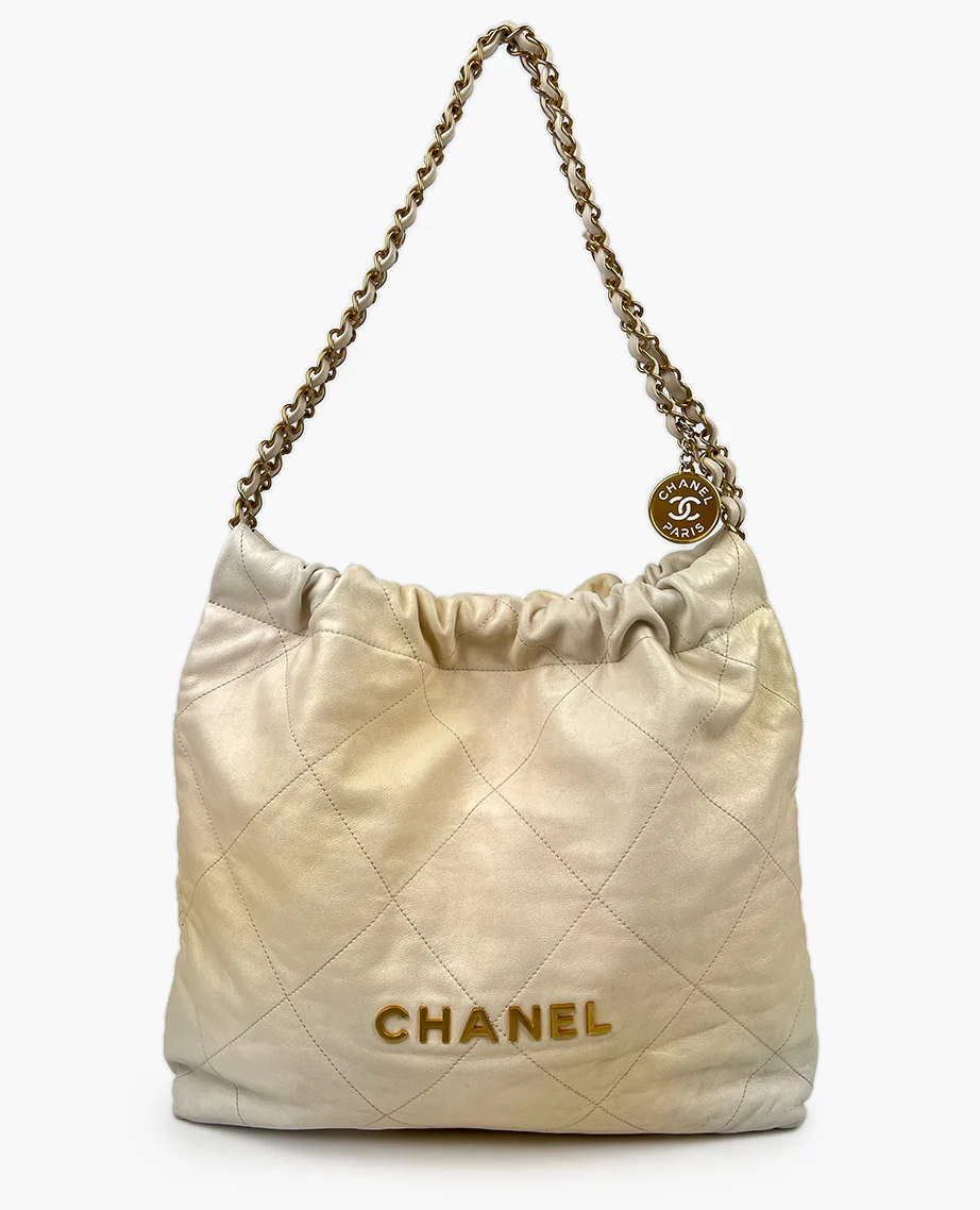 Chanel Metallic Calfskin Quilted Regular Chanel 22 Light Gold