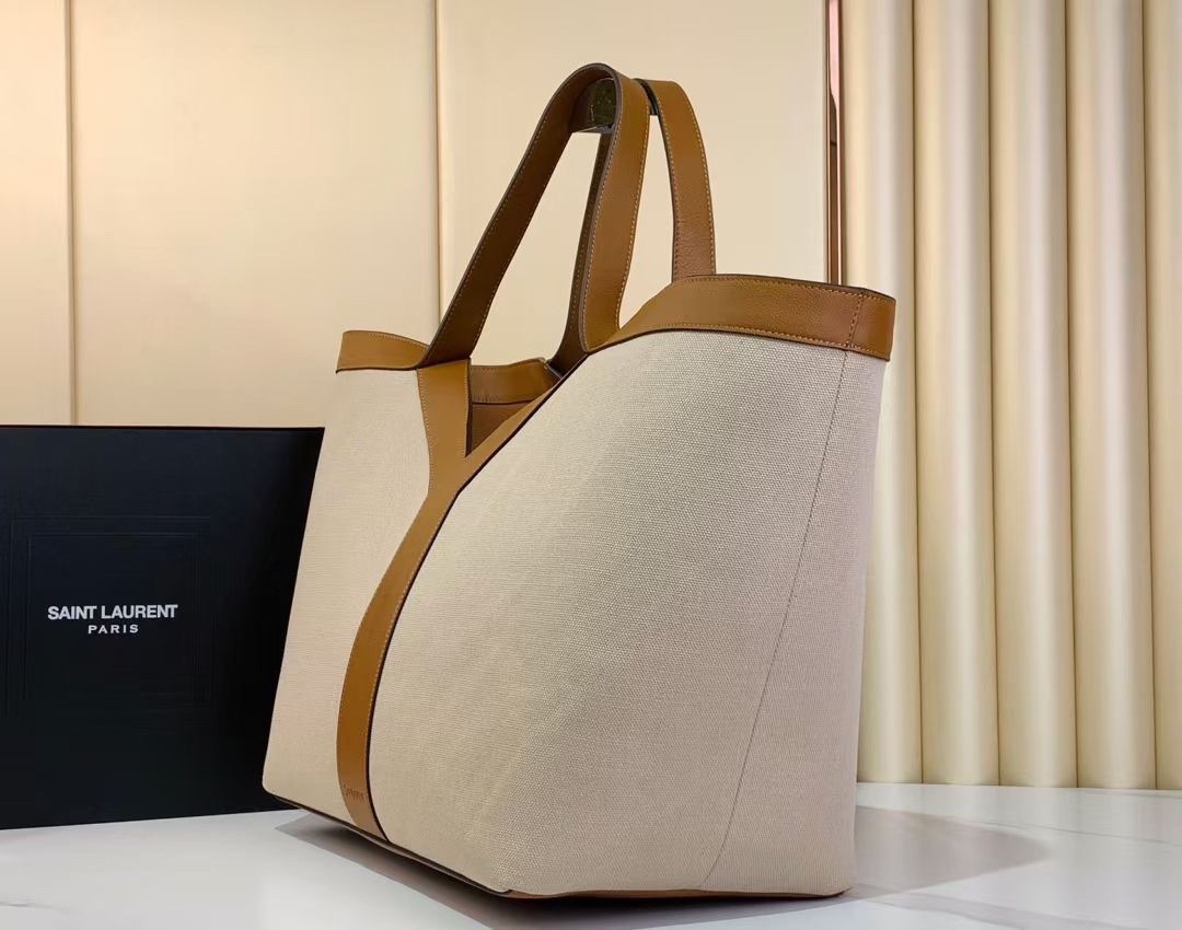 Saint Laurent  Y leather and canvas tote bag