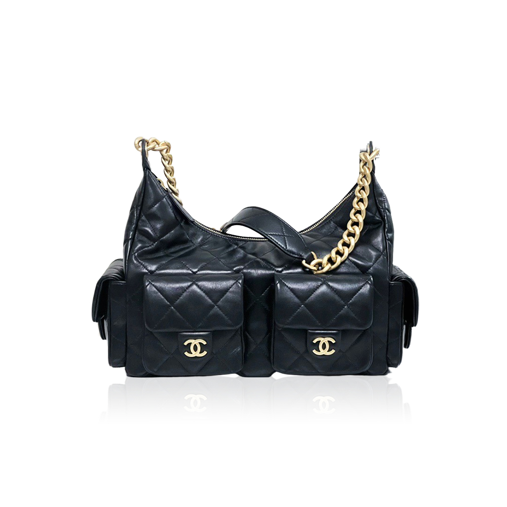 Chanel hippie bag hobo large raw leather