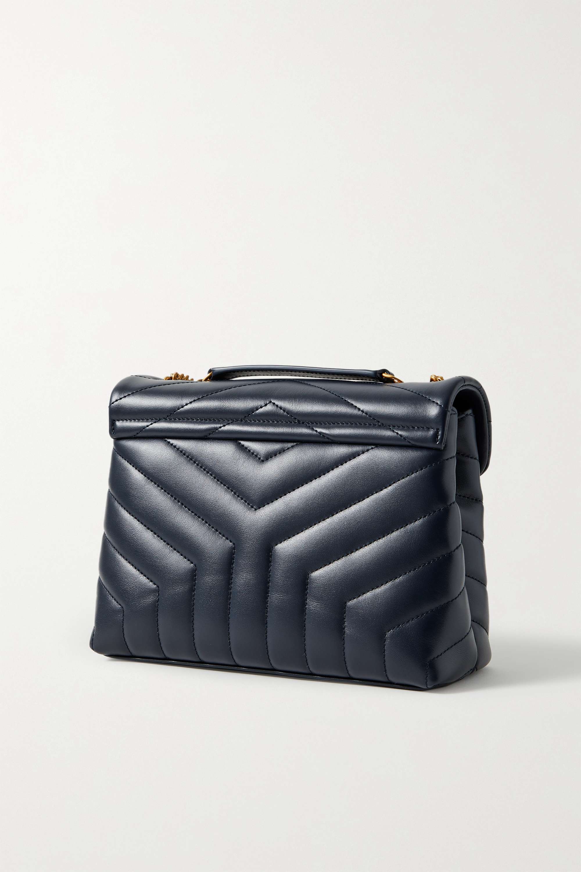SAINT LAURENT Loulou small quilted leather shoulder bag navy