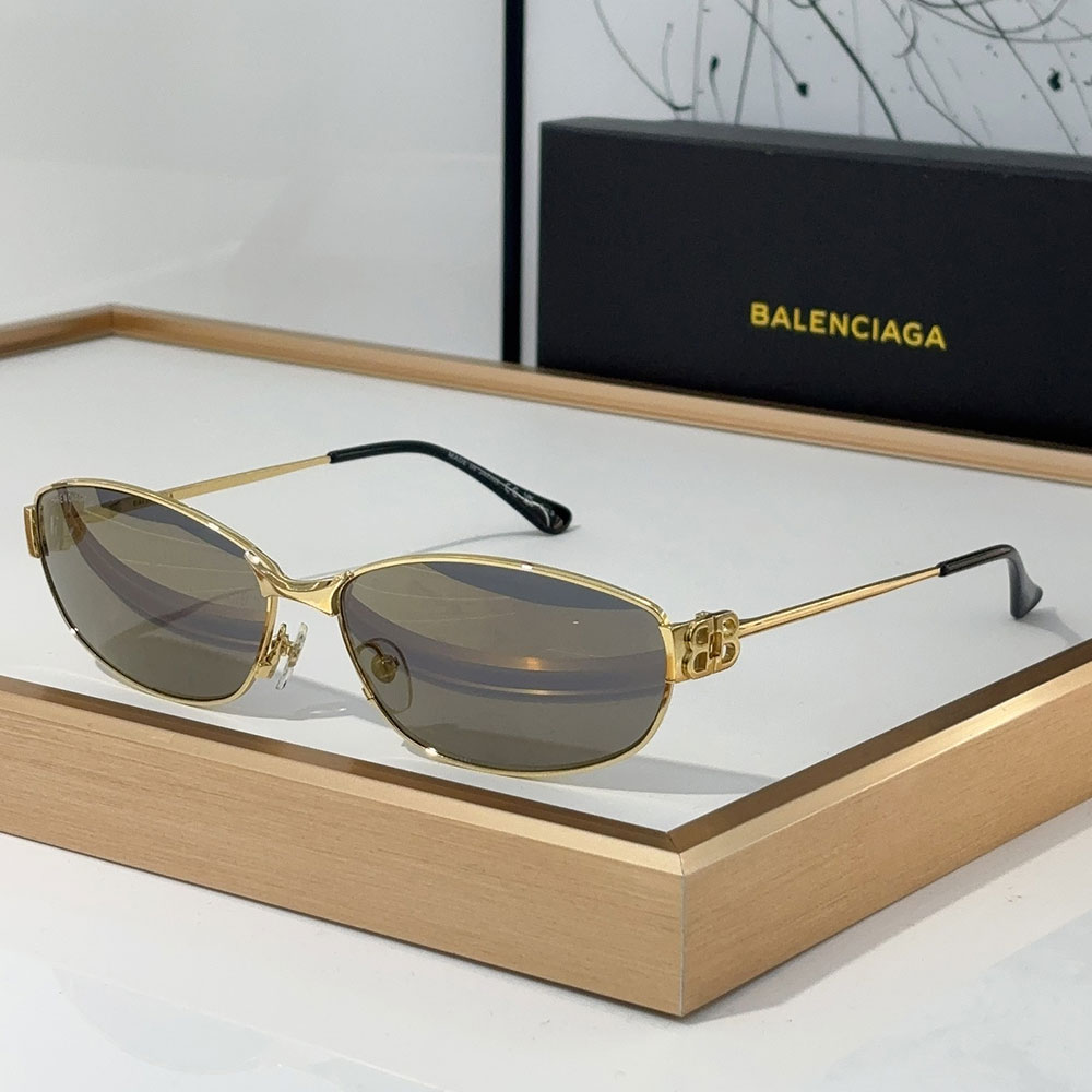 Balenciaga  Metal Mirror leg hollowed Out B Letter Logo   sunglasses Top quality