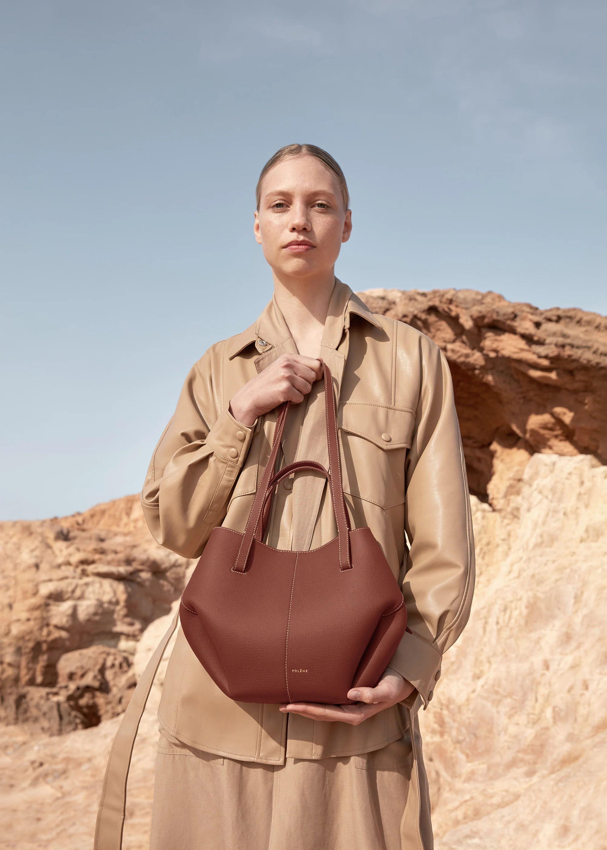 Polène Cyme Mini - Textured Cognac