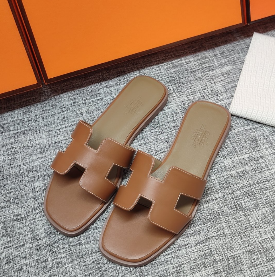 Hermes premium cowhide classic flat slippers