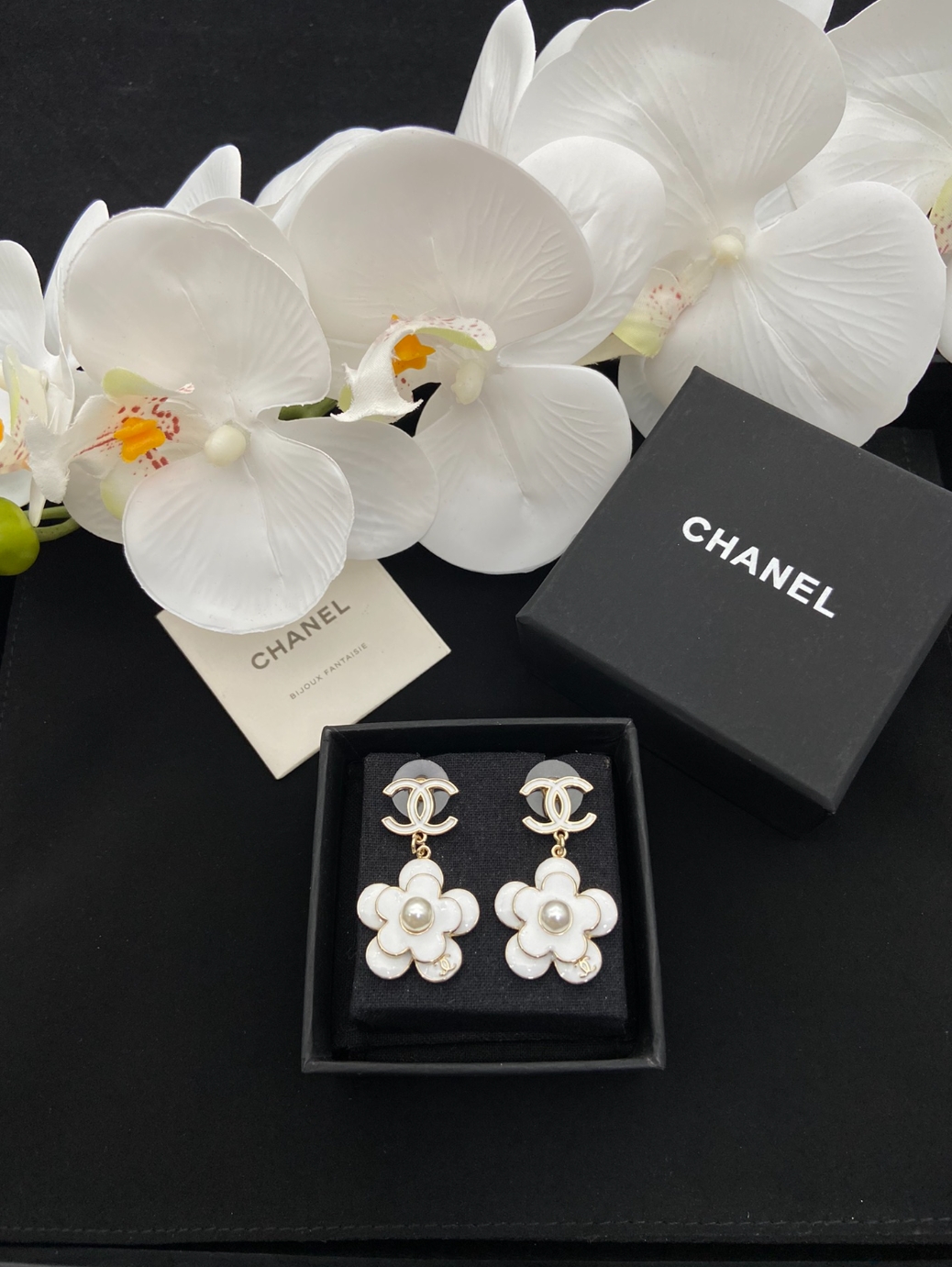 Chanel CC Camellia Earrings