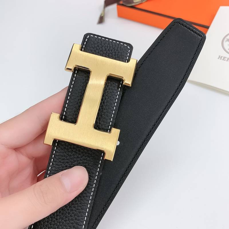 Hermes H Belt Buckle & Reversible Black Belt 380MM