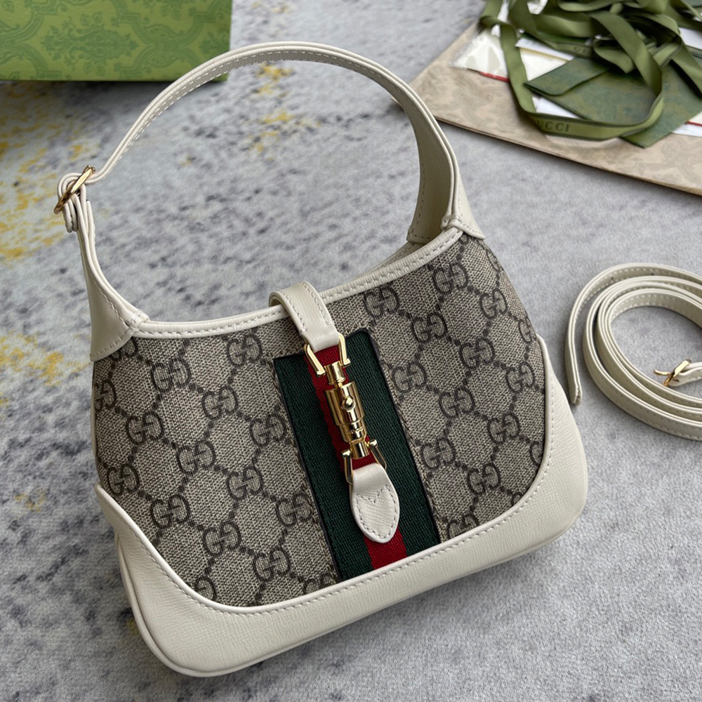 Gucci Jackie 1961 Canvas&Leather Shoulder Bags