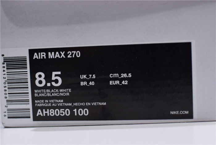 NIKE AIR MAX 270 WHITE/BLACK AH8050-100