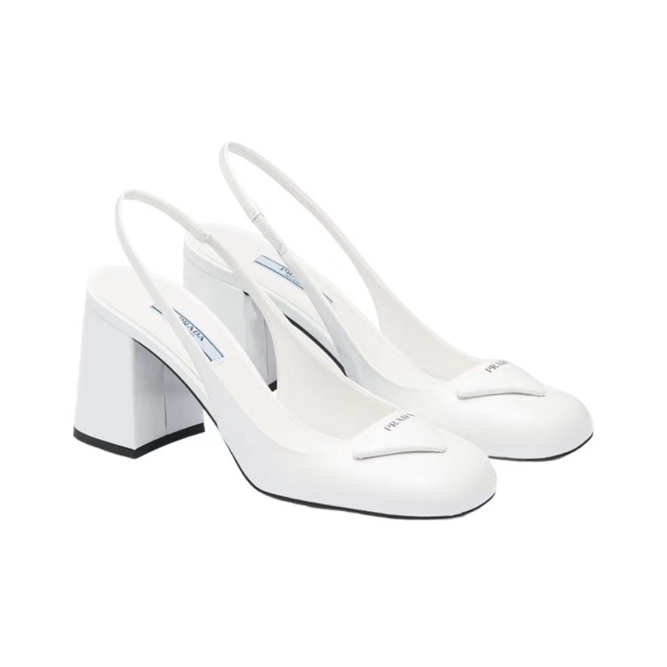 Prada Patent Leather Chunky Heel Sandals Slide