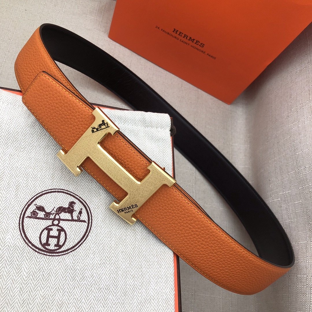 Hermes H Belt Buckle & Reversible Brown Belt 380MM