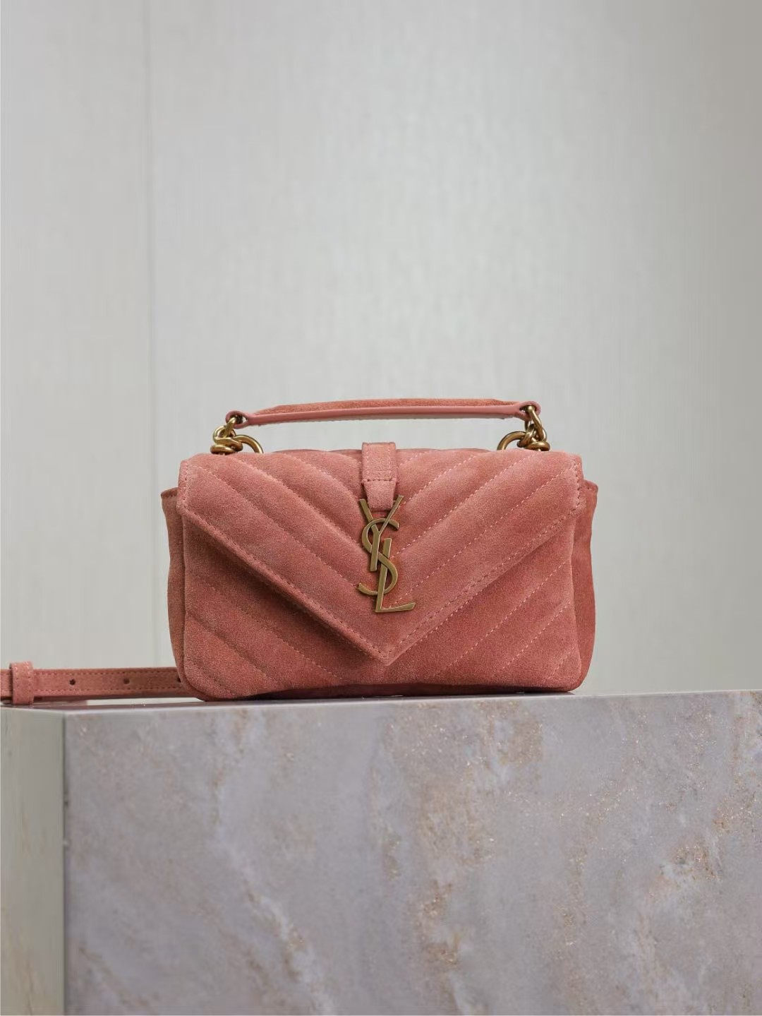 Saint Laurent YSL COLLEGE suede mini bag