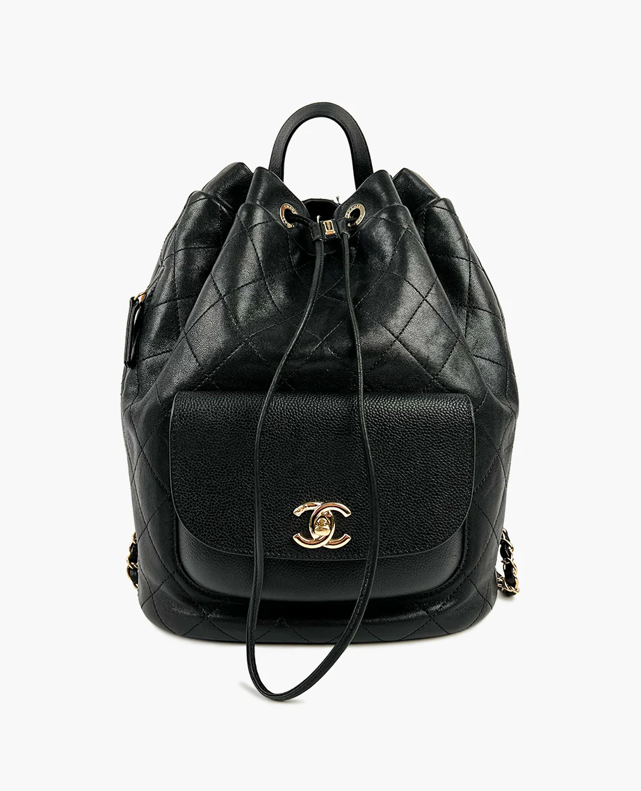 Chanel CC Quilted Leather Pocket Backpack Black CHW