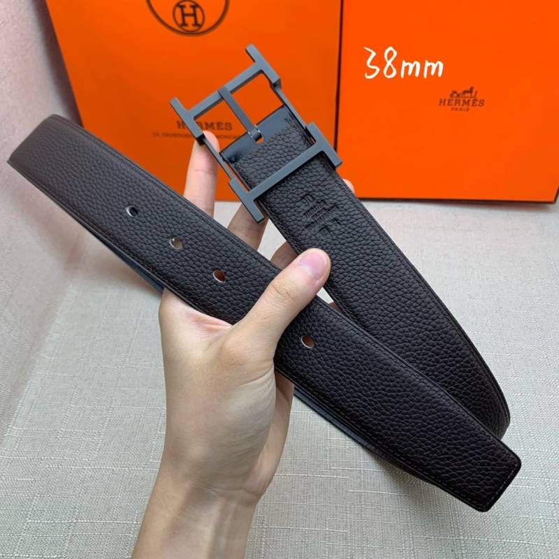 Hermes H Belt Buckle & Reversible Black Belt 380MM